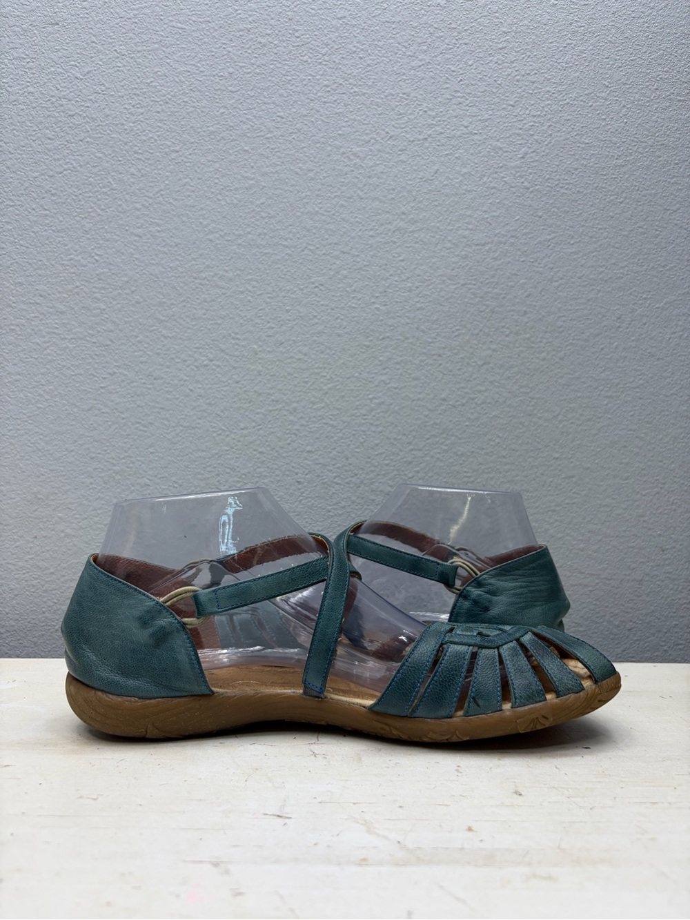 Jafa Blue Leather Cross Strap Sandals Size 38 - Picture 2 of 8